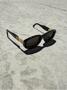Vintage 90s Style Black and Gold Sunglasses